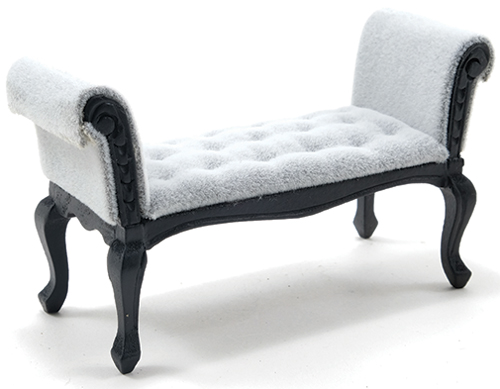 Settee, Black With Gray Fabric